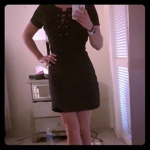 Black suede dress never worn w tags!